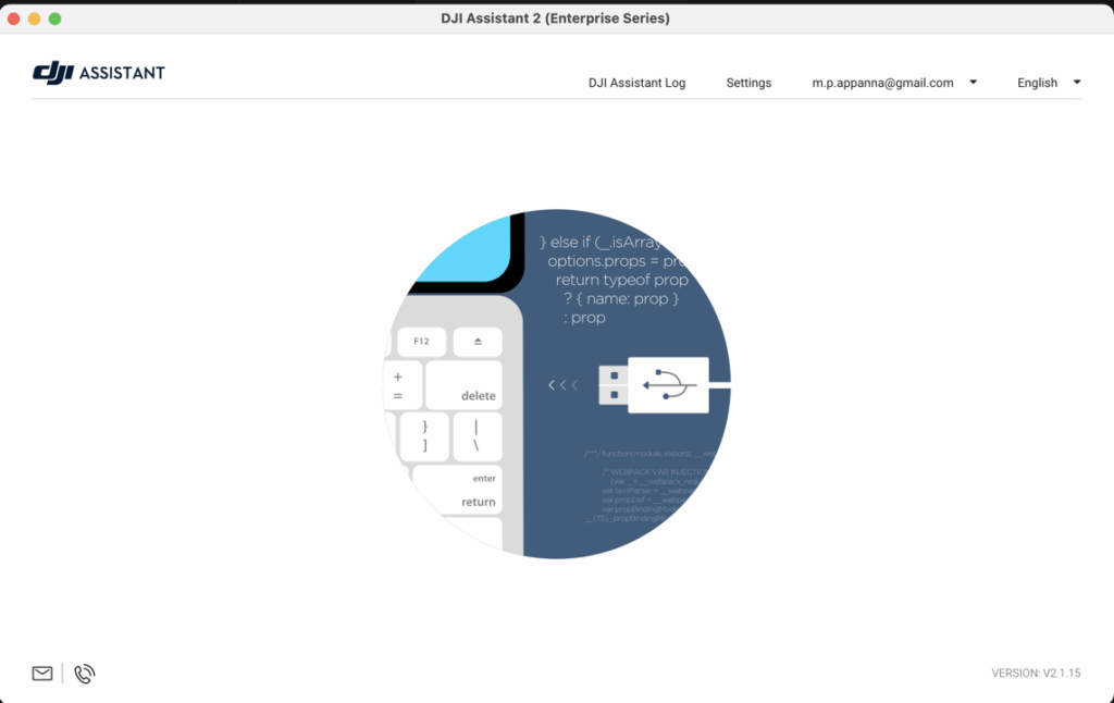 DJI Assistant 2 software interface for drone diagnostics
