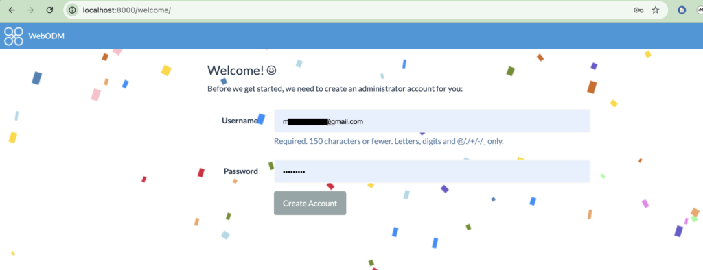 Resolving WebODM login issues — re-register or reset credentials