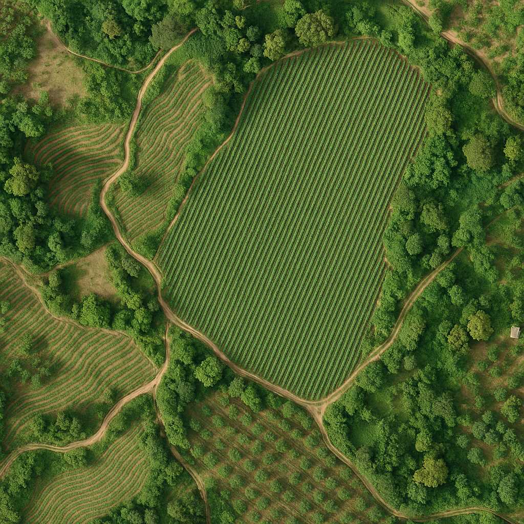 Orthomosaic aerial overview of estate delivered as part of the survey report