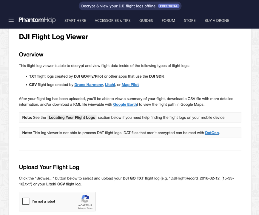 Phantom Help DJI flight log decryption tool