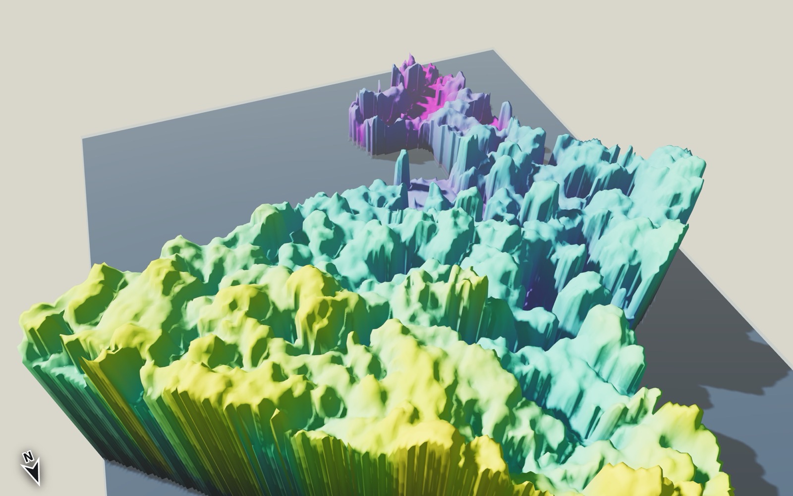 3D oblique render of a Digital Surface Model, showing canopy relief