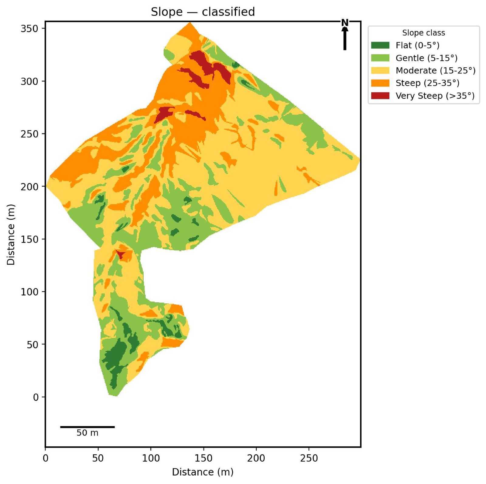 Terrain steepness, classified